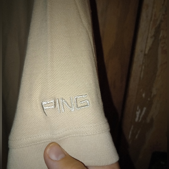 Ping Collection Tan Polo Golf Shirt Men's Large Mercerized Cotton - Picture 7 of 9